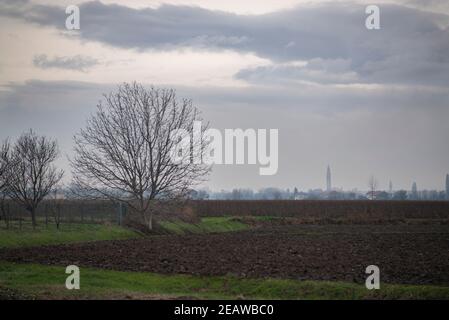 Countryside landscape in northern Italy in winter Stock Photo