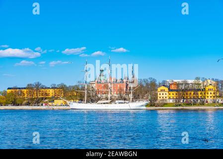 Hostel ship Af Chapman situated in Stockholm, Sweden. Stock Photo