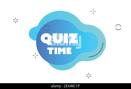 Quiz time logo with clock, concept of questionnaire show sing, quiz button Stock Vector