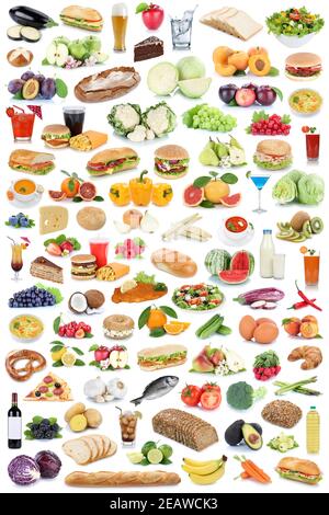 Food background drink collection healthy eating fruits vegetables fruit drinks isolated Stock Photo