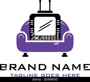 television logo on the sofa four your company Stock Vector
