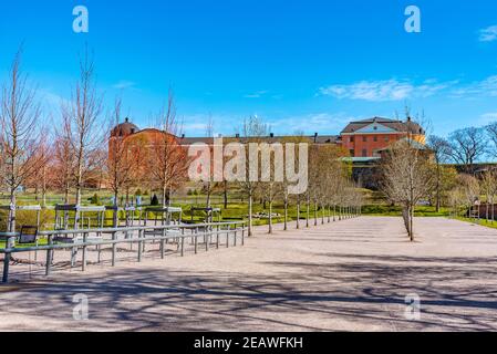 Castle in Uppsala viewed from the botanical garden, Sweden Stock Photo