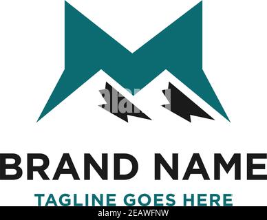 M Mountain initial logo design your company Stock Vector