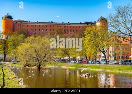 Uppsala castle viewed from the riverside in Sweden Stock Photo