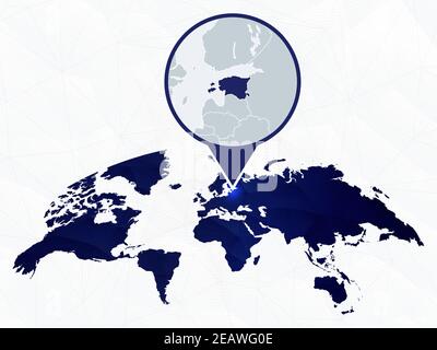 Estonia detailed map highlighted on blue rounded World Map. Map of Estonia in circle. Stock Vector