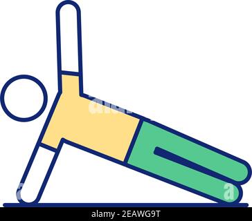 Side plank position RGB color icon Stock Vector