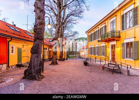 Traditional timber buildings in center of Uppsala, Sweden Stock Photo