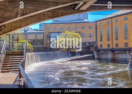 River rapids in the industrial center of Norrkoping, Sweden Stock Photo