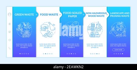 Biodegradable organic waste types onboarding vector template Stock Vector