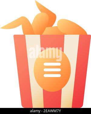 Chicken wings bucket vector flat color icon Stock Vector