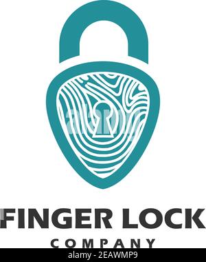 finger padlock logo your company Stock Vector