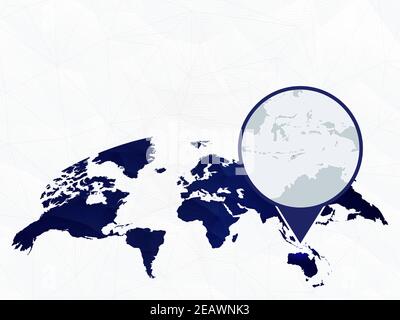 East Timor detailed map highlighted on blue rounded World Map. Map of East Timor in circle. Stock Vector