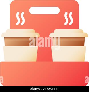 Tea takeaway in holder vector flat color icon Stock Vector