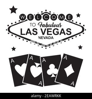 las vegas billboard and gambling cards over white background, line style,  vector illustration Stock Vector Image & Art - Alamy