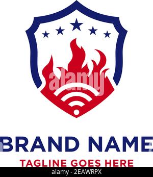 logo design signal fire shield your company Stock Vector