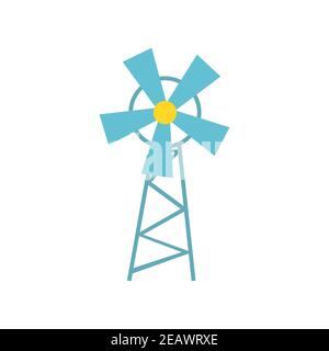 Windmill Icon Vector. Simple flat symbol. Illustration pictogram. Stock Vector