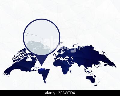 Barbados detailed map highlighted on blue rounded World Map. Map of Barbados in circle. Stock Vector