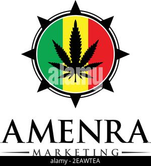 Marijuana logo design on the flag your company Stock Vector