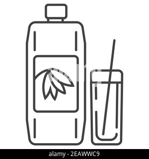 Oatmeal milk icon in outline style. Porridge in plastic container symbol. ereal and fast breakfast are shown. Oatmeal yogurt, ottage cheese, sour crea Stock Vector