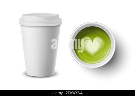 A set of white realistic disposable cups paper Vector Image