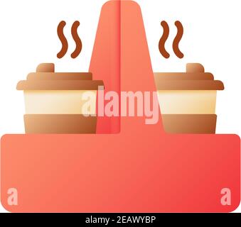 Hot coffee in cups to go vector flat color icon Stock Vector