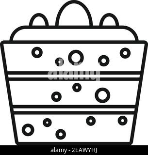 Fruit cake icon, outline style Stock Vector