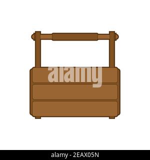 Empty toolbox. wooden tool box. vector illustration Stock Vector