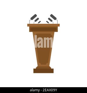 Tribune with microphone isolated. Tribune for speeches vector illustration Stock Vector
