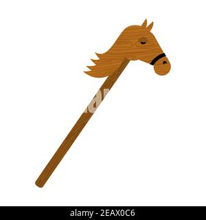 Hobby horse. Wooden horse toy. vector illustration Stock Vector