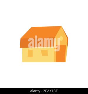 Illustration of a yellow barn on a white background. Vector. Stock Vector