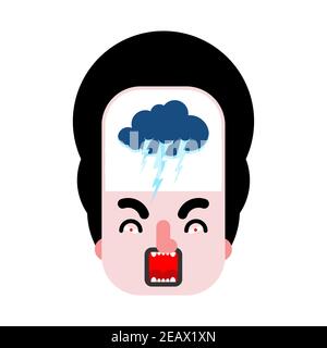 Thunder inside head. lightning in head. Bad mood Stock Vector