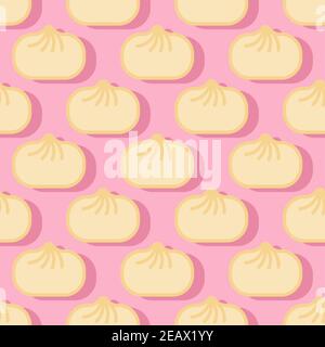 Baozi pattern seamless. Chinese dumplings background. Traditional food in China texture. vector ornament Stock Vector