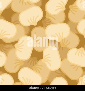 Baozi pattern seamless. Chinese dumplings background. Traditional food in China texture. vector ornament Stock Vector