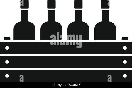 Wood box wine bottle icon, simple style Stock Vector