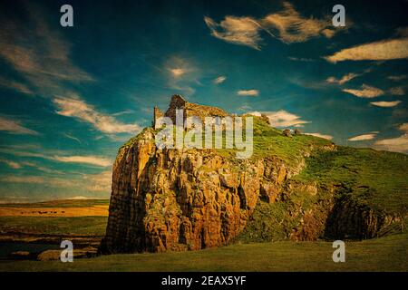 Duntulm Castle ruins - views Stock Photo