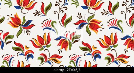 Seamless floral pattern with bright colorful flowers and tropic leaves on a white background. The elegant the template for fashion prints. Modern flor Stock Vector