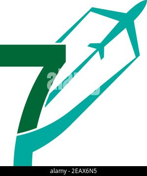 Number7  with plane logo icon design vector illustration Stock Vector