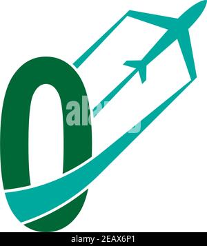 Number zero  with plane logo icon design vector illustration Stock Vector