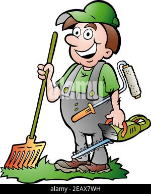 Vector Cartoon illustration of an happy Gardener Stock Vector