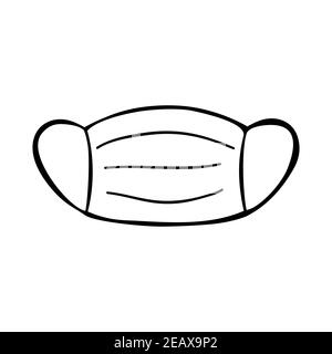 Simple hand drawn medical face mask icon. Isolated on a white background. Vector stock illustrarion. Stock Vector