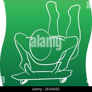 Winter sport Skeleton icon of a set. Green gradient line silhouette. Vector EPS 10 Stock Vector