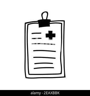 Simple hand drawn medical report illustration. Isolated on a white background. Stock Vector