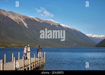 Photo opportunity at Lake Rotoiti in Nelson Lakes National Park in the Tasman District of New Zealand's South Island Stock Photo