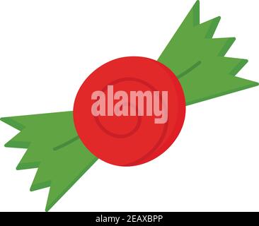 Christmas candy vector illustration icon. Festive, seasonal, holiday sweet spiral candy wrapped in paper, isolated. Stock Vector