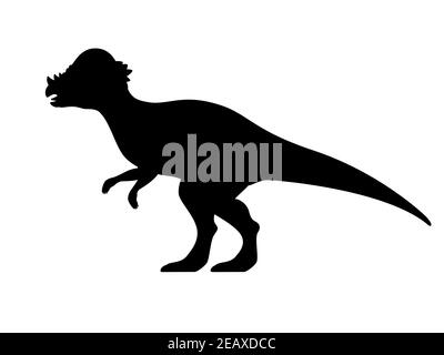 Pachycephalosaurus silhouette. Vector illustration black silhouette pachycephalosaurus dinosaur isolated on white background. Dinosaur logo icon, side Stock Vector