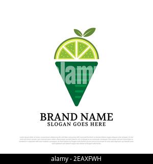 Lime ice cream logo design inspiration, can use food and drink cafe logo design concepts Stock Vector