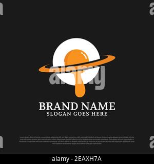 egg planet logo designs concepts, egg for breakfast vector icon template Stock Vector