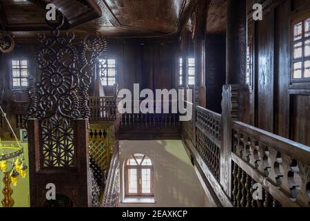 The historical Taşören Mosque, which is located in the çaykara district of Trabzon province and is completely wooden. visit date is 04.02.2021 Stock Photo