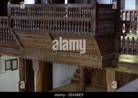 The historical Taşören Mosque, which is located in the çaykara district of Trabzon province and is completely wooden. visit date is 04.02.2021 Stock Photo