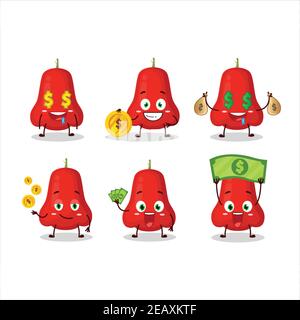 Watter apple cartoon character with cute emoticon bring money. Vector illustration Stock Vector